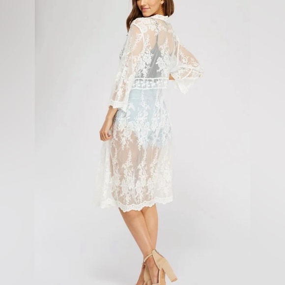 While Lace Cover Up for Swimsuit or shorts. One size only. Perfect for Summer - Picture 2 of 8